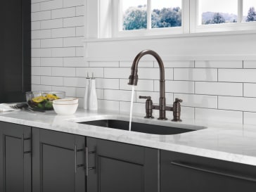 Delta 2390L-DST Broderick Two Handle Pull Down Bridge Kitchen