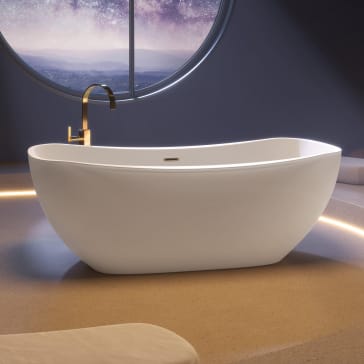 Ella Sleek 66 x 36 Acrylic Freestanding Center Drain Bathtub