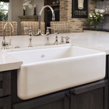 Rohl RC3318WH Lancaster 33 Shaws Lancaster Single Bowl Apron Front Fireclay Kitchen Sink QualityBath
