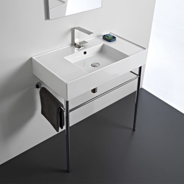 Scarabeo 5123 Con No Hole Teorema 2 Bathroom Console Sink And