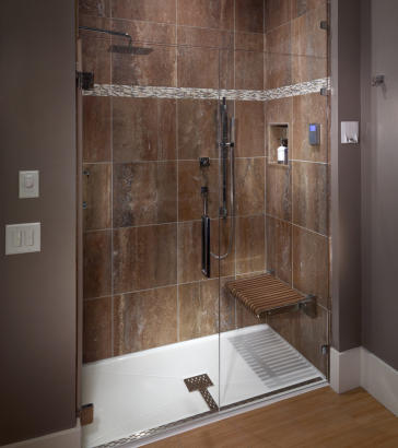 shower fiberglass pan bench bathroom walk base stall showers stalls floor seat tile bath tub barrier mti open piece decoration