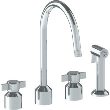 Watermark 25 7 1g In14 Mb Deck Mounted 4 Hole Kitchen Set With Gooseneck Spout Includes Side Spray Qualitybath Com