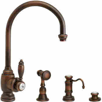 Waterstone 4300 3 Hampton Kitchen Faucet With Side Spray Soap Dispenser And Air Switch Qualitybath Com