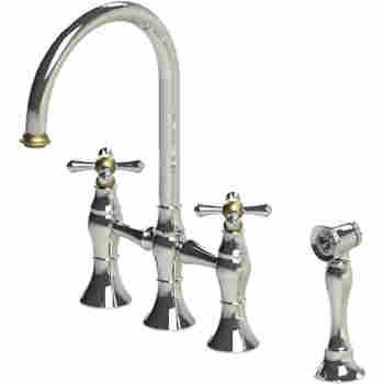 Rubinet 8ufm Flemish Kitchen Bridge Faucet With Hand Spray Qualitybath Com