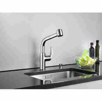 Domo Single Hole Single Side Lever Kitchen Mixer With High Swivel Spout Pull Out Spray