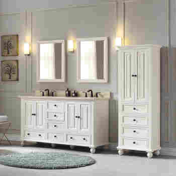 Thompson 60 Bathroom Vanity, Double Vanity With Linen Tower