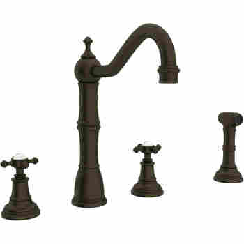 Rohl U 4775 U 4776 Edwardian 4 Hole Kitchen Faucet With Sidespray