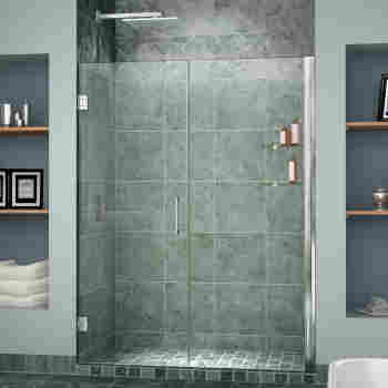 Unidoor 47 29 Inch Shower Door With 18 Stationary Panel And Shelves