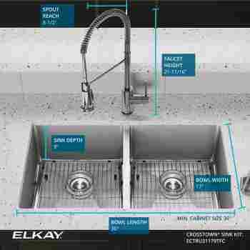 Elkay Ectru31179tfc Crosstown 18 1 2 Kitchen Sink Kit Qualitybath Com