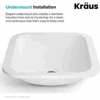 Kraus Ksu 7mw Natura Square Undermount Composite Bathroom Sink With Matte Finish And Nano Coating In White Qualitybath Com