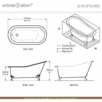 Victoria Albert Shr N Sw Of Shropshire Slipper Tub With Imperial Ball And Claw Feet Qualitybath Com