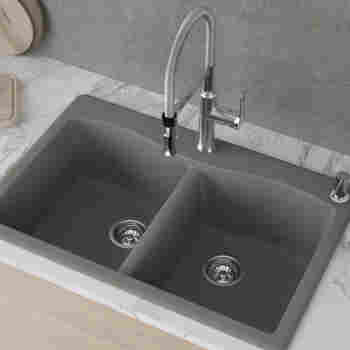 Forteza 33 Dual Mount 50 50 Double Bowl Granite Kitchen Sink