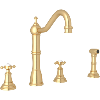 Rohl U 4775 U 4776 Edwardian 4 Hole Kitchen Faucet With Sidespray Qualitybath Com