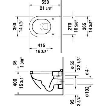 Duravit 222509 Starck 3 Wall Mounted Toilet | QualityBath.com 