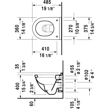Duravit 222709 Starck 3 Wall Mounted Toilet Set-Compact
