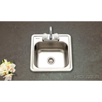HOUZER Hospitality Series 15156BS1 15 Inch Top Mount Single Bowl Stainless Steel Bar Sink for sale online