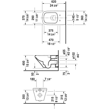 Duravit 2542090092 Durastyle Wall Mounted Toilet Rimless