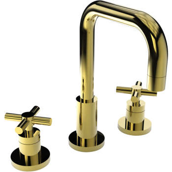 Newport Brass 1400 East Square Double Handle Widespread Lavatory Faucet  with Metal Cross Handles (L, Satin Bronze 