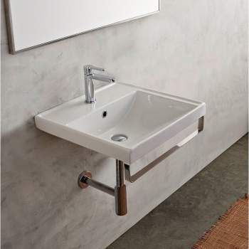 Scarabeo 3004 TB Bathroom Sink With Towel Bar QualityBath
