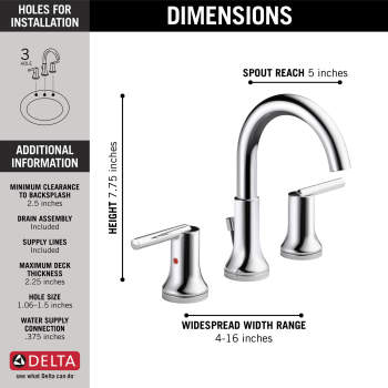 Delta 3559-MPU-DST Trinsic Two Handle Widespread Bathroom Faucet