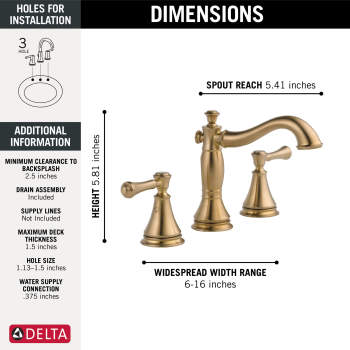Delta 3597LF-MPU Cassidy Two Handle Widespread Bathroom Faucet 