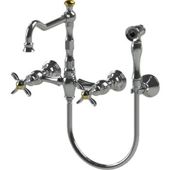 Rubinet 8XRV Raven Wall Mount Kitchen Bridge Faucet With Hand ...