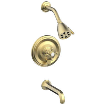 MyGift Brass Plated Metal Over The Shower Head Caddy