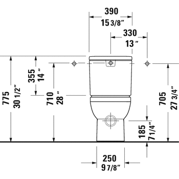 Duravit 2182090092 No.1 Floorstanding Two Piece Rimless Toilet