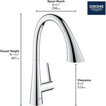 Grohe 32298003 Zedra Triple Spray Pull Down Kitchen Faucet