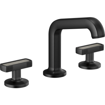 Brizo Kintsu Widespread Lavatory Faucet with Angled Spout - Less Handles 1.5 GPM - Brilliance Black Onyx - 65307LF-BNXLHP