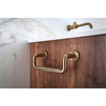 Sink area mini-makeover with brass towel bar under the sink