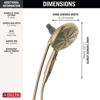 Delta 75613CZ 6-Setting Suredock Magnetic Hand Shower