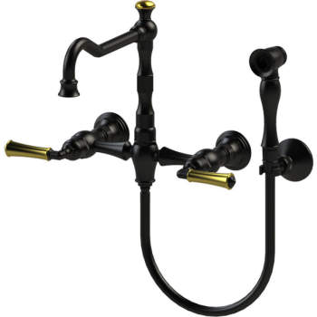 Rubinet 8XRVLMWBD Raven Wall Mount Kitchen Bridge Faucet With ...