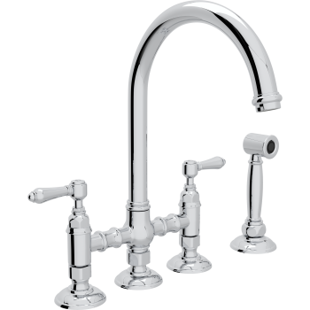 Rohl A1461WS San Julio C-Spout Bridge Faucet With Sidespray