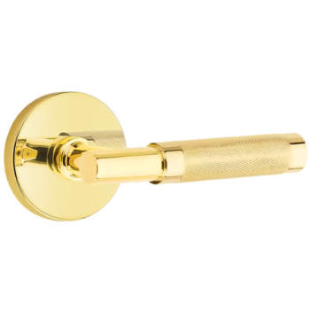 Emtek Straight Knurled T-Bar Lever Handle with Wilshire rosette