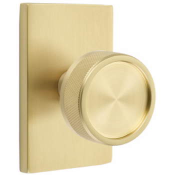 Door Knob Round knob Rectangular rosette (Satin Brass) Privacy