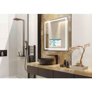 Electric mirror with store tv