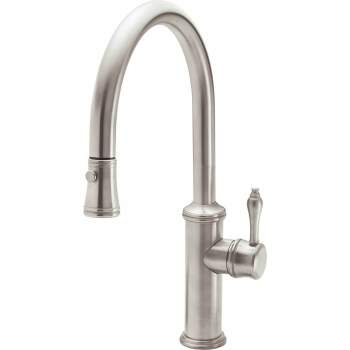 Bridge Faucet with Long Gooseneck Swivel Spout, Cross Handles and