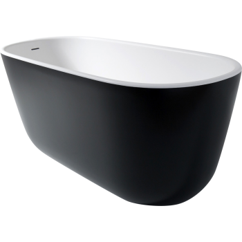 Aquatica Lullaby-Mini-Blck-Wht Freestanding Solid Surface Bathtub - Matte  Black and White