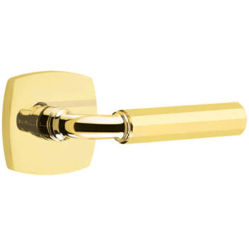 Emtek 5316SRG.RAUS15A.FAUS15.LH Select Faceted Lever Handle With R-Bar And  Urban Modern Rosette