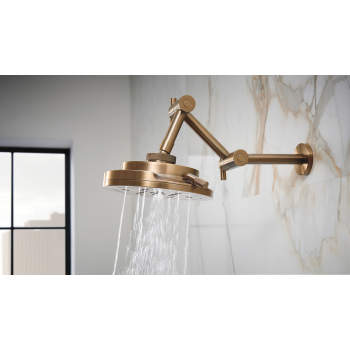 Brizo Litze Shower Set with Adjustable Shower Arm, Multi-Function  Showerhead, Handheld and Diverter Trim in Luxe Gold