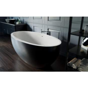 Aquatica Sens-Mini-F-Black-Wht Sensuality Mini Mini-F-Black-Wht  Freestanding Solid Surface Bathtub