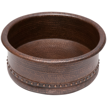 Premier Copper Products VREC60SKDB 60-Inch Rectangle Skirted Vessel Hammered Copper Sink - Oil Rubbed Bronze