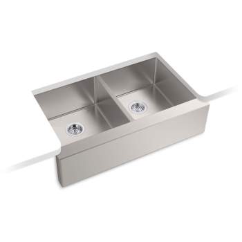 KOHLER Strive 35-1/2 in. Undermount Double-Bowl Farmhouse Kitchen Sink With Accessories