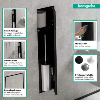 Hansgrohe 56060670 Xtrastoris Rock Recessed Toilet Brush Holder