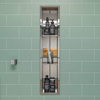 Open Shower with Niche Shelf - Transitional - Bathroom
