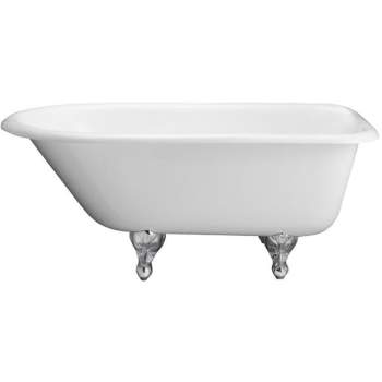 Abbey 48 in. Cast Iron Roll Top Clawfoot Non-Whirlpool Bathtub in White with Faucet Holes and Polished Chrome Feet Abbey 48 in. Cast Iron Roll Top Clawfoot Non-Whirlpool Bathtub in White with Faucet Holes and Polished Chrome Feet