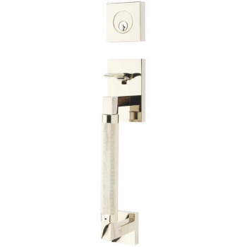 Hercules Knurled Entry Set L-Square Lever Satin Nickel - Full Length Right  Handed - Handles & More