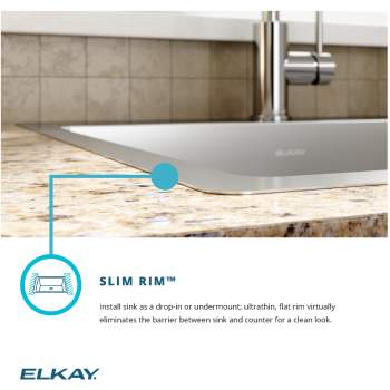 Elkay ECTSRA33229TFLC Crosstown 18 Gauge Stainless Steel 33 x 22 x 9, Equal Double Bowl Dual Mount Sink Kit with Filtered Faucet with Aqua Divide