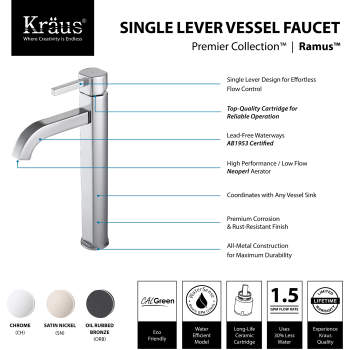 Kraus FVS-1007ORB Ramus Vessel Bathroom Faucet | QualityBath.com